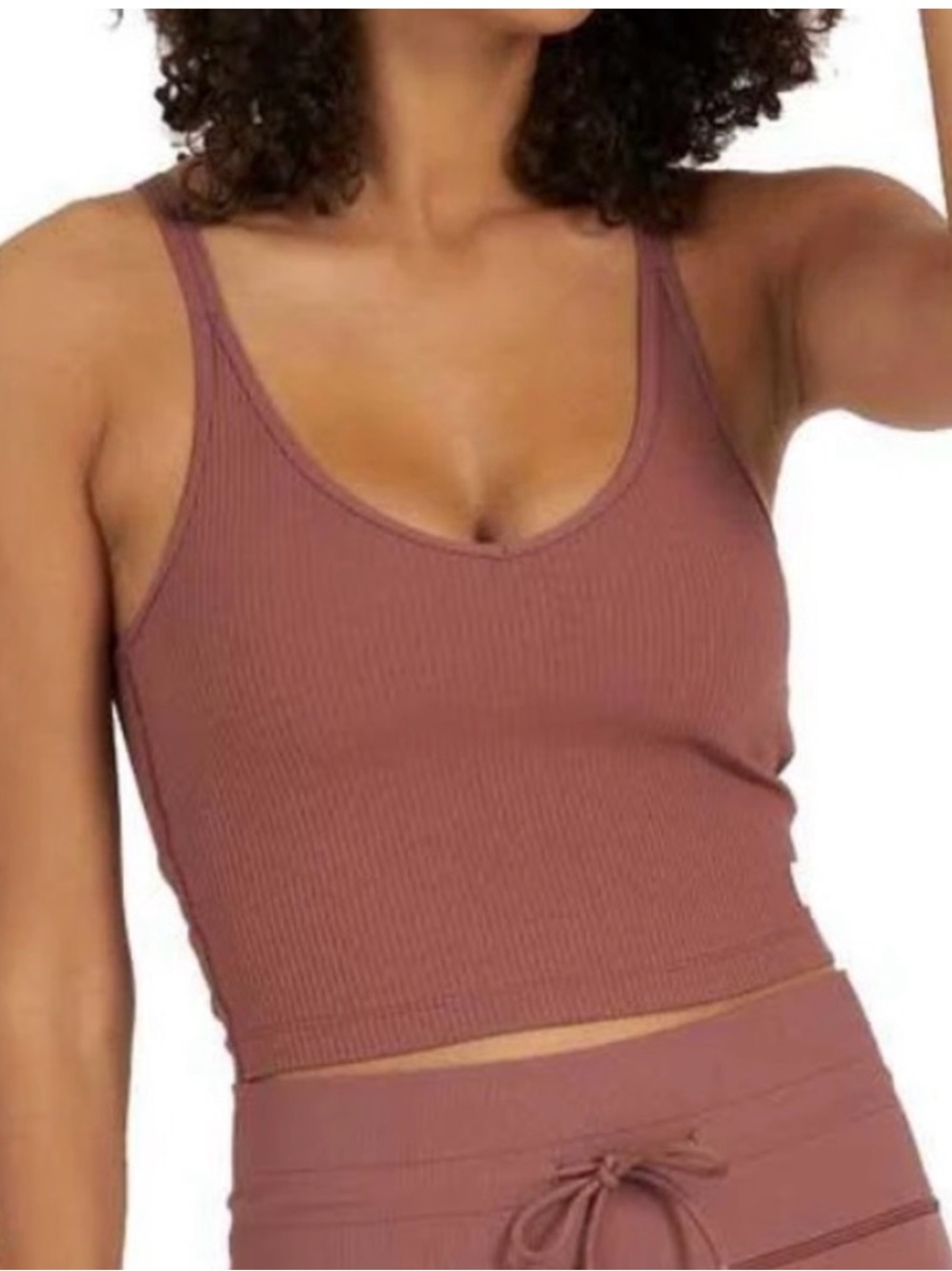 Vuori Rosewood Ribbed Crop Tank